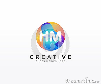 HM initial logo With Colorful Circle template vector Vector Illustration