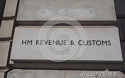 HM Revenue and Customs sign in London Editorial Stock Photo