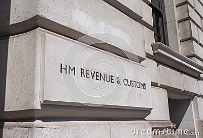 HM Revenue and Customs sign in London Editorial Stock Photo