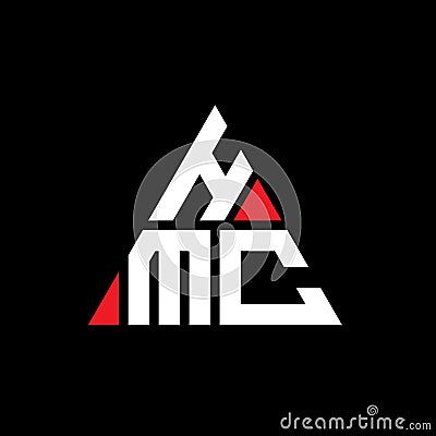 HMC triangle letter logo design with triangle shape. HMC triangle logo design monogram. HMC triangle vector logo template with red Vector Illustration