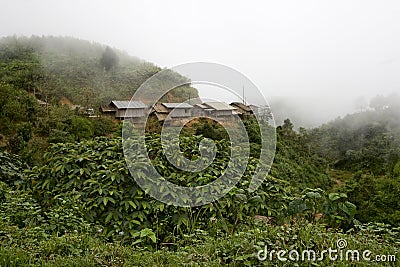 Hmong village in the mountains, Laos Stock Photo