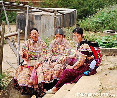 Hmong women at the local market in Yen Bai, Vietnam Editorial Stock Photo