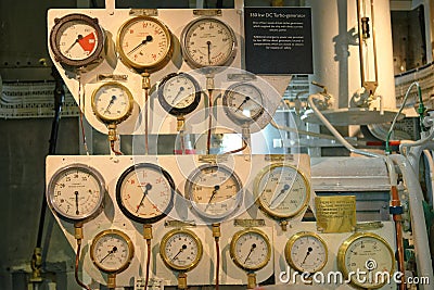 HMS Belfast, london thames. interior engine room Editorial Stock Photo