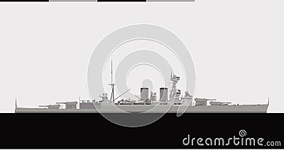 HMS Hood. Royal navy battlecruiser. Vector Illustration