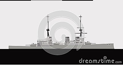 HMS Invincible. Royal navy battlecruiser. Vector Illustration