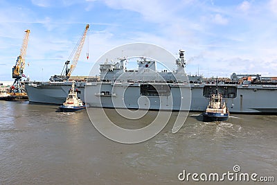 HMS Ocean arriving at Sunderland, 1st May 2015 Editorial Stock Photo