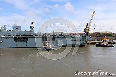 HMS Ocean arriving at Sunderland, 1st May 2015 Editorial Stock Photo