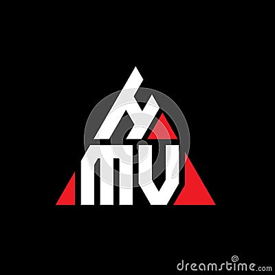 HMV triangle letter logo design with triangle shape. HMV triangle logo design monogram. HMV triangle vector logo template with red Vector Illustration