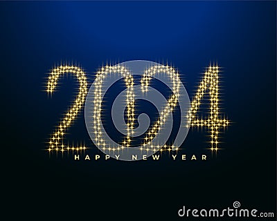 hny 2024 golden lettering background with glowing particle effect Vector Illustration