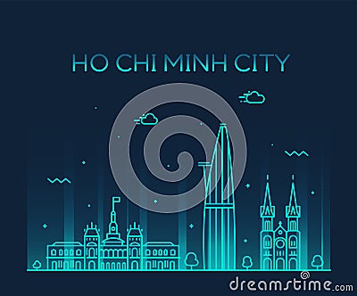 Ho Chi Minh City Saigon skyline Vietnam vector Vector Illustration