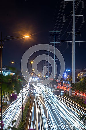 Ho Chi Minh City, Vietnam - April 23 2023: Timelapse exposHo Chi Minh City, Vietnam - April 23 2023: Timelapse exposure photo on Editorial Stock Photo