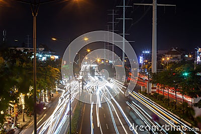 Ho Chi Minh City, Vietnam - April 23 2023: Timelapse exposure photo on Pham Van Dong street, Ho Chi Minh City Editorial Stock Photo