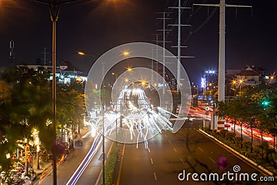 Ho Chi Minh City, Vietnam - April 23 2023: Timelapse exposure photo on Pham Van Dong street, Ho Chi Minh City Editorial Stock Photo