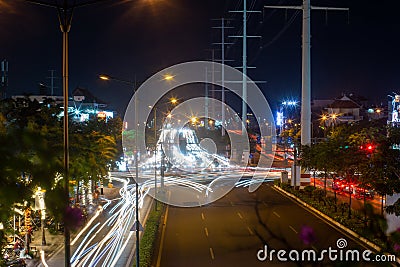 Ho Chi Minh City, Vietnam - April 23 2023: Timelapse exposure photo on Pham Van Dong Street, Ho Chi Minh City Editorial Stock Photo