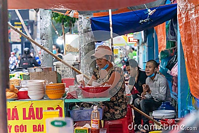 Vietnamese braised beef offal or beef offal stew pha lau : It`s a popular snack in southern Vietnam, Vietnamese street food Editorial Stock Photo