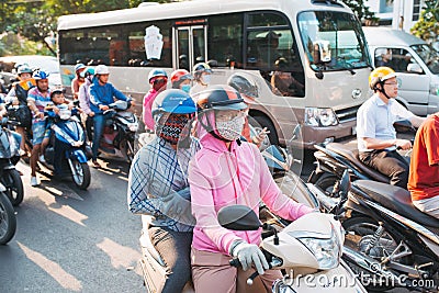 HO CHI MINH CITY,VIETNAM - DEC 10: Road congested with motorists in Ho Chi Minh City Saigon, Vietnam Editorial Stock Photo