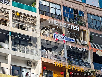 Ho Chi Minh City, Vietnam - 42 Nguyen Hue Coffee Apartment Building along Nguyen Hue Walking Street Editorial Stock Photo