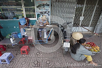 Ho Chi Minh - street tailor Editorial Stock Photo
