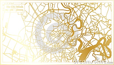 Ho Chi Minh Vietnam City Map in Retro Style in Golden Color. Outline Map Stock Photo