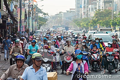 Rush hour in Ho Chi Minch City, Vietnam Editorial Stock Photo