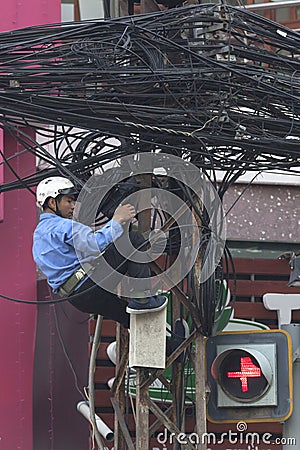 Ho Chi Minh - wired city Editorial Stock Photo