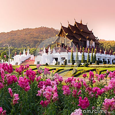 Ho Kham Luang at Royal Flora Expo, traditional thai architecture Stock Photo