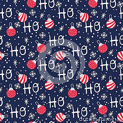 Ho Ho Ho Seamless Christmas Pattern Vector Illustration