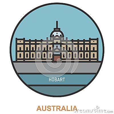 Hobart. Sities and towns in Australia Vector Illustration
