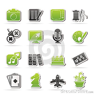 Hobbies and leisure Icons Vector Illustration