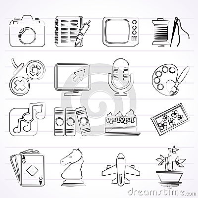 Hobbies and leisure Icons Vector Illustration