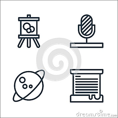 Hobbies line icons. linear set. quality vector line set such as beekeeping, astronomy, microphone Vector Illustration