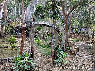 The hobbit house park, tourist destination located in Mangunan, Yogyakarta, Indonesia Stock Photo