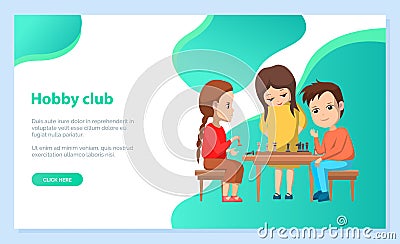 Hobby Club Kids Playing Chess Board Games Vector Vector Illustration