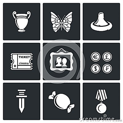 The hobby of collecting icons set. Vector Illustration. Stock Photo