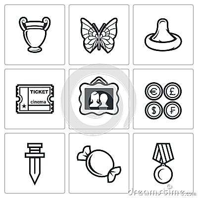 The hobby of collecting icons set. Vector Illustration. Stock Photo