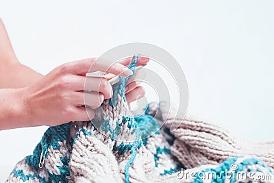 The hobby concept - knitting Stock Photo