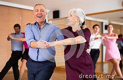 mature parthners dance jive Stock Photo