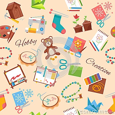 Hobby And Handicraft Pattern Vector Illustration