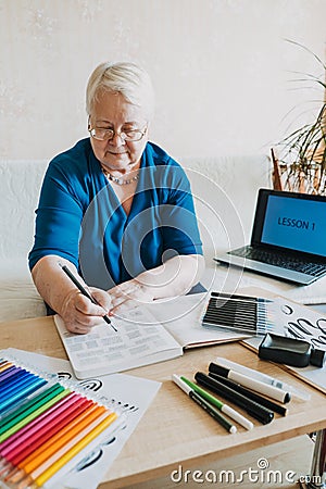 Hobby Ideas for Older People. Retirement Hobbies, Pastimes for Seniors. Activities for Seniors with Limited Mobility Stock Photo