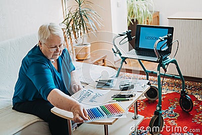 Hobby Ideas for Older People. Retirement Hobbies, Pastimes for Seniors. Activities for Seniors with Limited Mobility Stock Photo