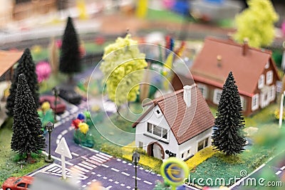Hobby model miniature white country house. Stock Photo