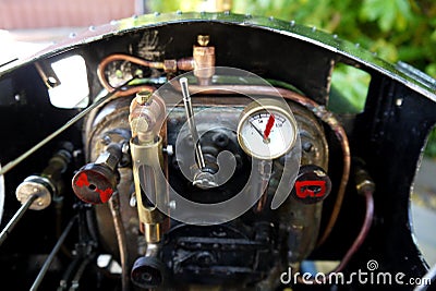 Hobby: model steam train engine cab detail Stock Photo