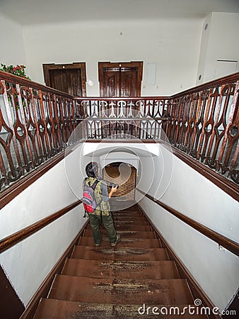 Hobby photographer takes photo of interior house Stock Photo