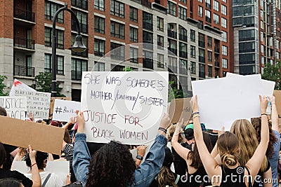 Hoboken, NJ / USA - June 5th, 2020: Black Lives Matter Peaceful Protest in Hoboken, NJ Editorial Stock Photo