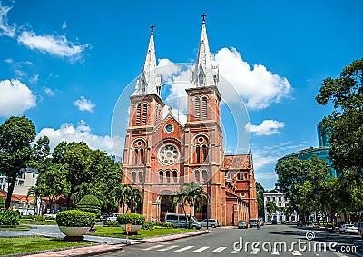 Notre Dame cathedral in Saigon Ho Chi Minh City Editorial Stock Photo