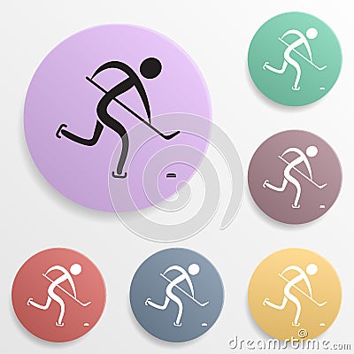 Hockey badge color set icon. Simple glyph, flat vector of sport icons for ui and ux, website or mobile application Stock Photo