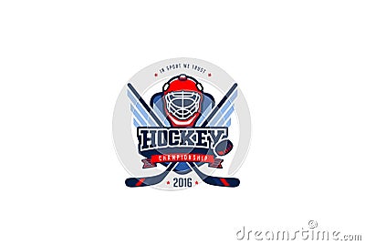 Hockey Badge Logo Design. Graphics Sport Team Identity Label Vector Illustration