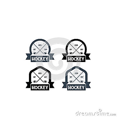 Hockey badge logo set design template Vector Illustration