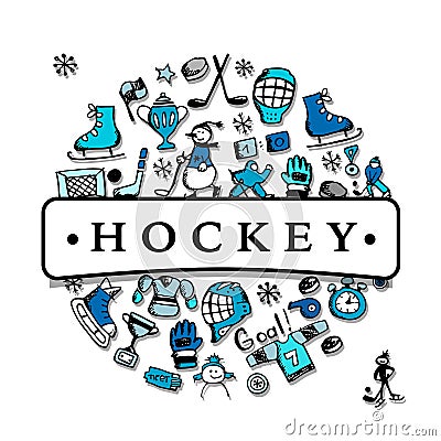 Hockey banner, sketch for your design Vector Illustration