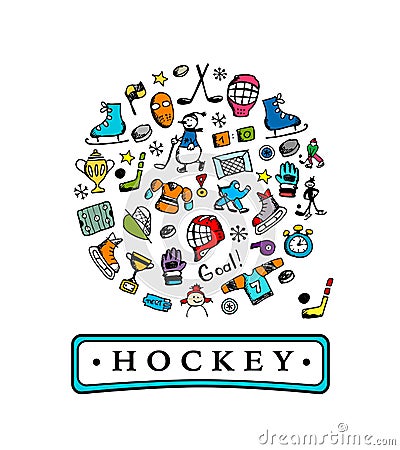 Hockey banner, sketch for your design Vector Illustration